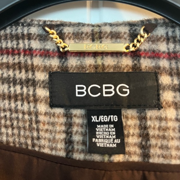 BCBG Women's Checkered Blazer - Brown and Red - Picture 5 of 8